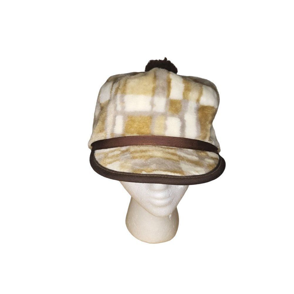 Newsboy Brown Fuzzy Made In USA Heavy Duty Sz 7 1/4‎ Fitted Hat Women